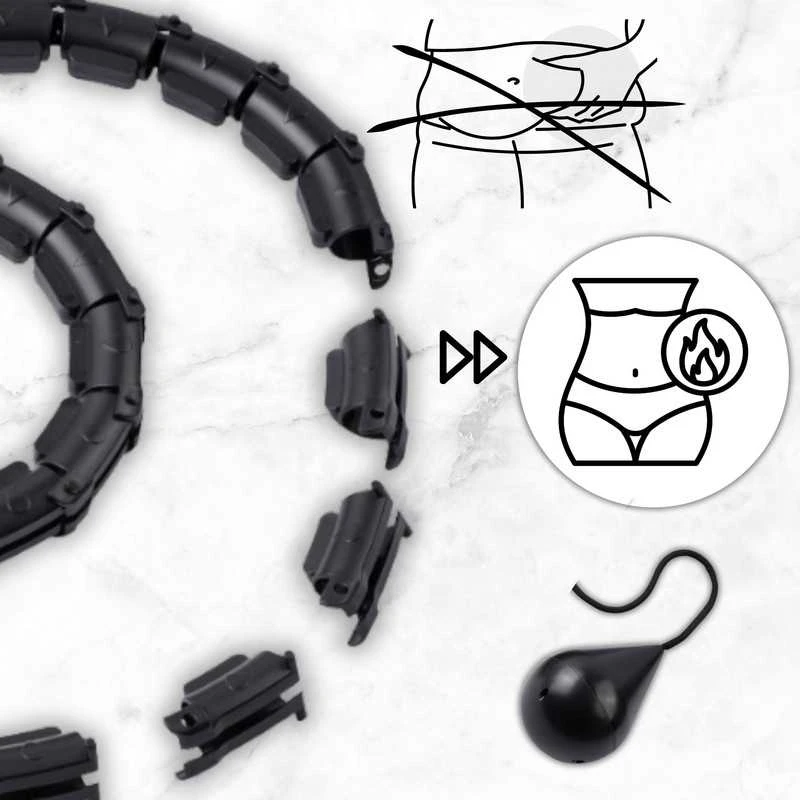 Reguliuojamas „Smart Hula Hoop“ lankas su svoriu ir masažiniu efektu fitness treniruotėms