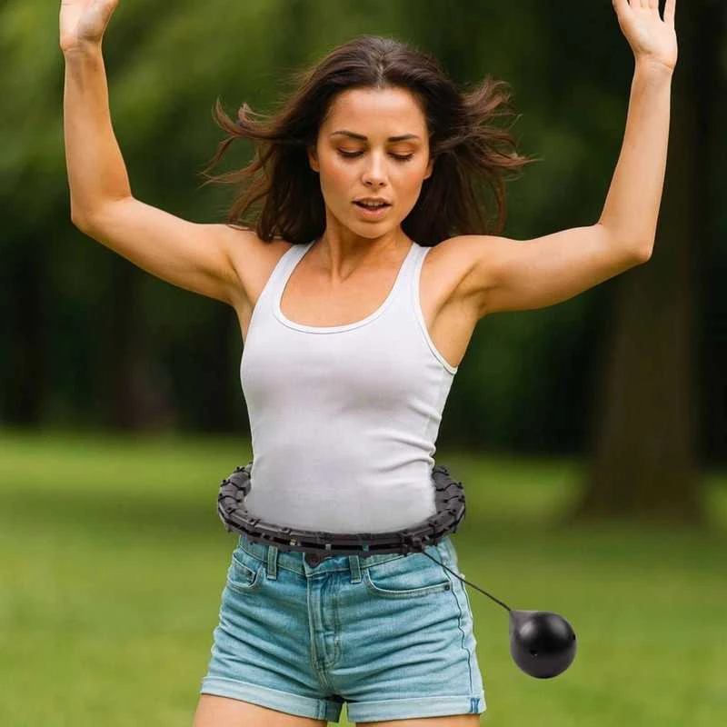 Reguliuojamas „Smart Hula Hoop“ lankas su svoriu ir masažiniu efektu fitness treniruotėms