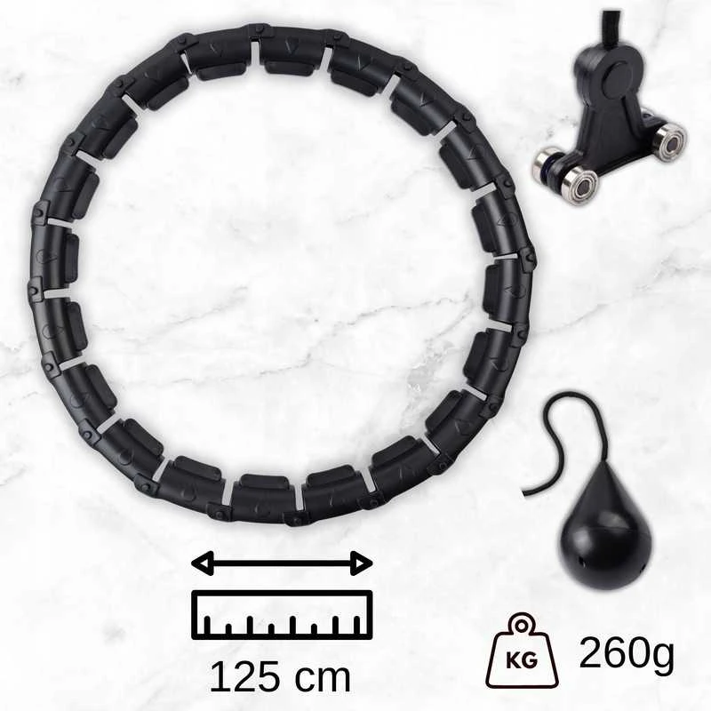 Reguliuojamas „Smart Hula Hoop“ lankas su svoriu ir masažiniu efektu fitness treniruotėms