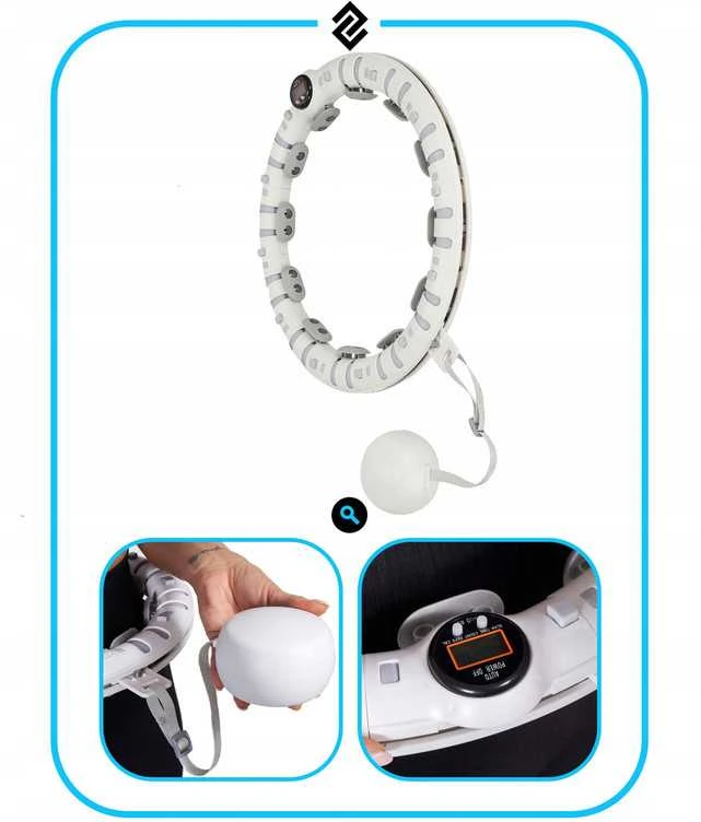 Reguliuojamas „Smart Hula Hoop“ lankas su svorio plokšte, skaitikliu ir masažiniu efektu