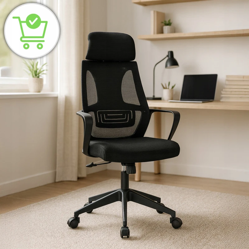 ROB juoda ergonominė biuro kėdė