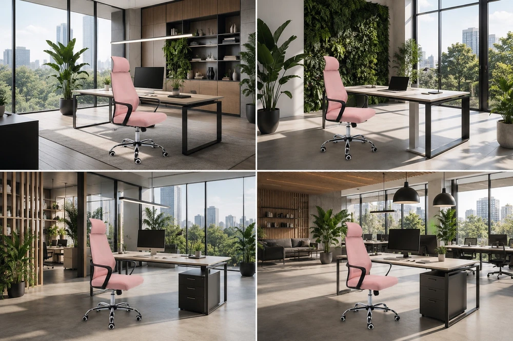 Rožinė ergonominė biuro kėdė COLT