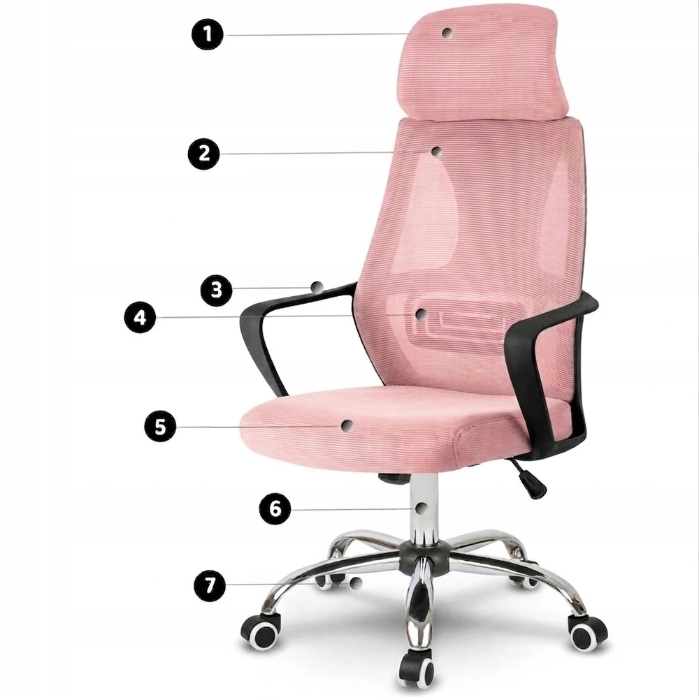 Rožinė ergonominė biuro kėdė COLT