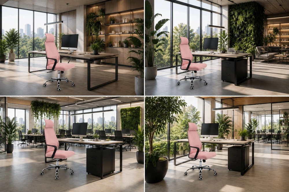 Rožinė ergonominė biuro kėdė COLT