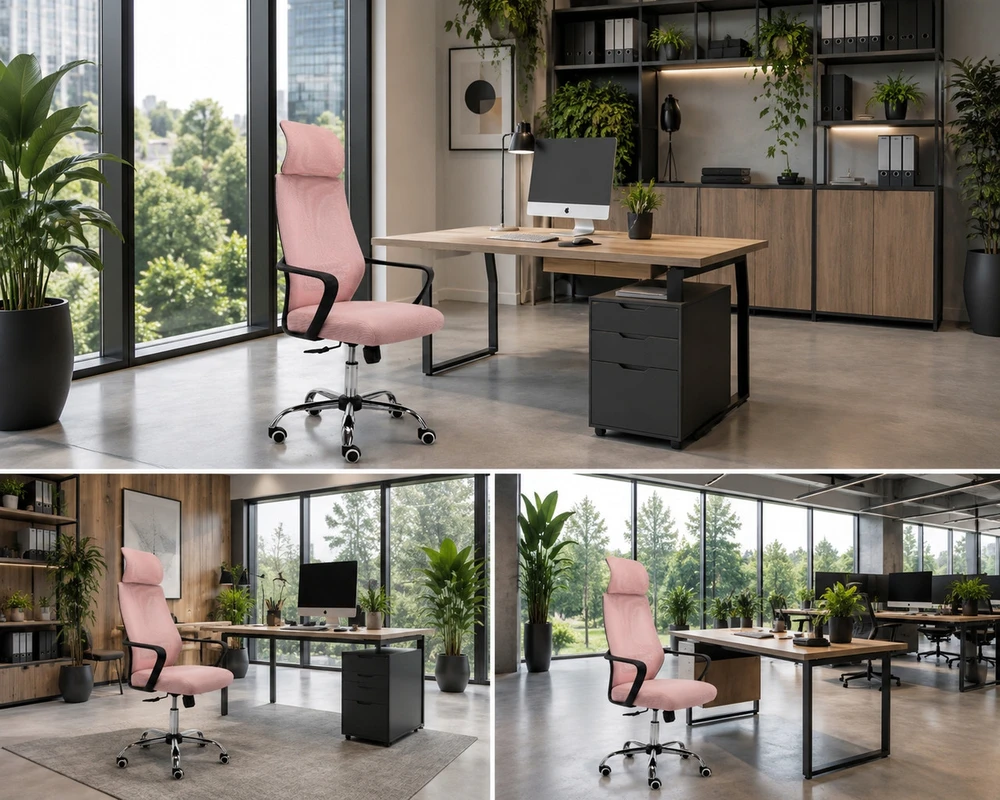 Rožinė ergonominė biuro kėdė COLT