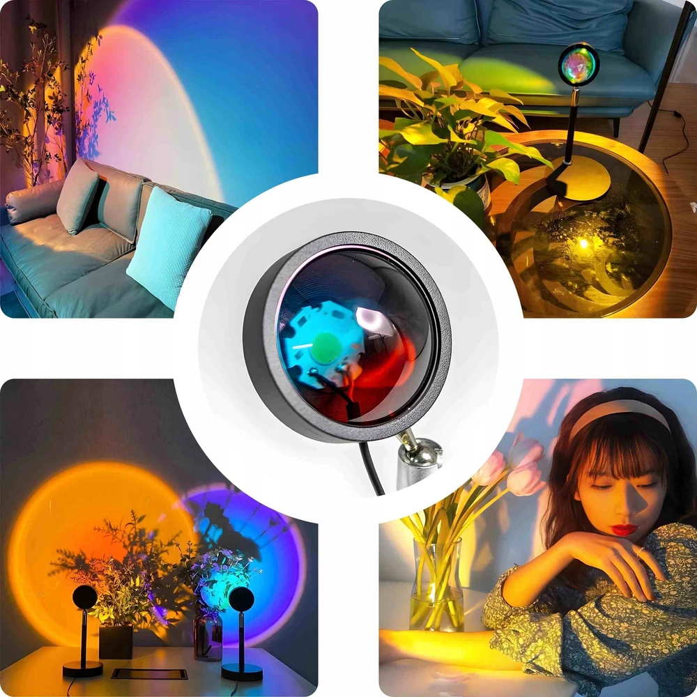 Saulėlydžio LED lempa RGB, juoda