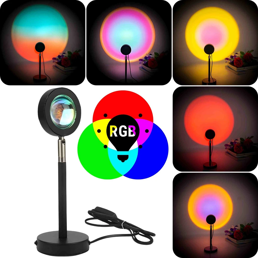 Saulėlydžio LED lempa RGB, juoda