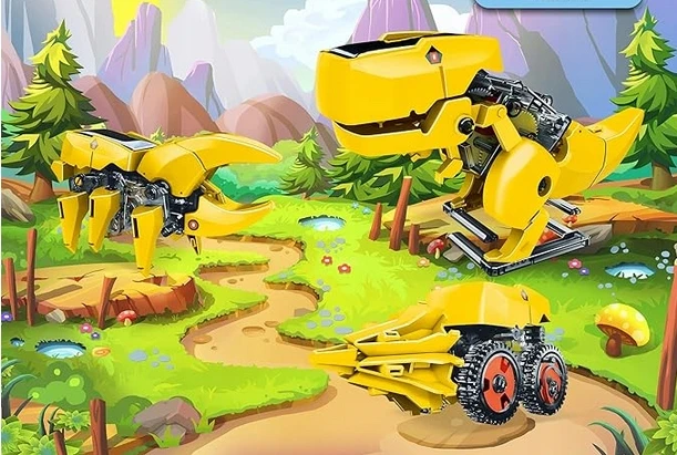 Saulės energija varomas robotas PicassoTiles, 3 modeliai