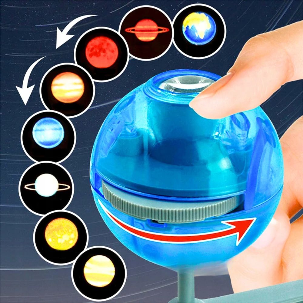 Saulės sistemos modelio konstravimo rinkinys su LED projektoriumi