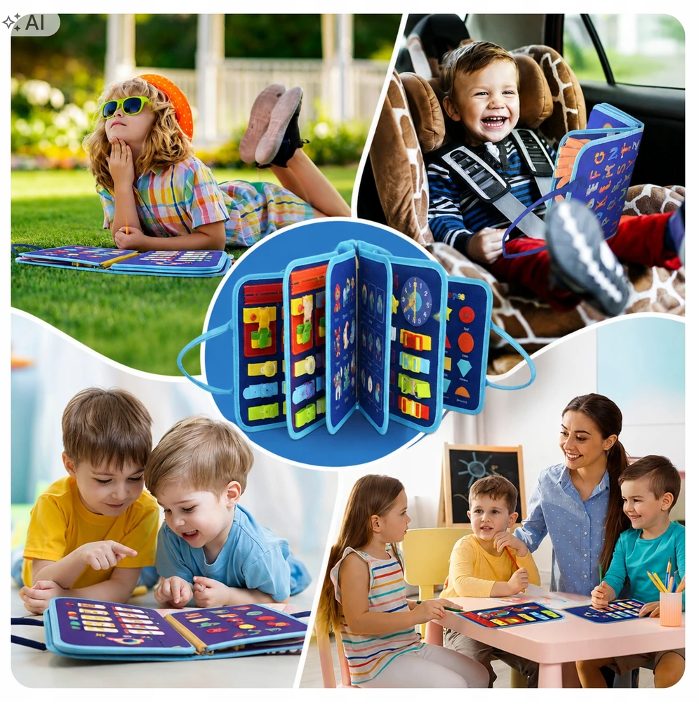 Sensorinė Montessori manipuliacinė knyga WTM, 8 puslapiai