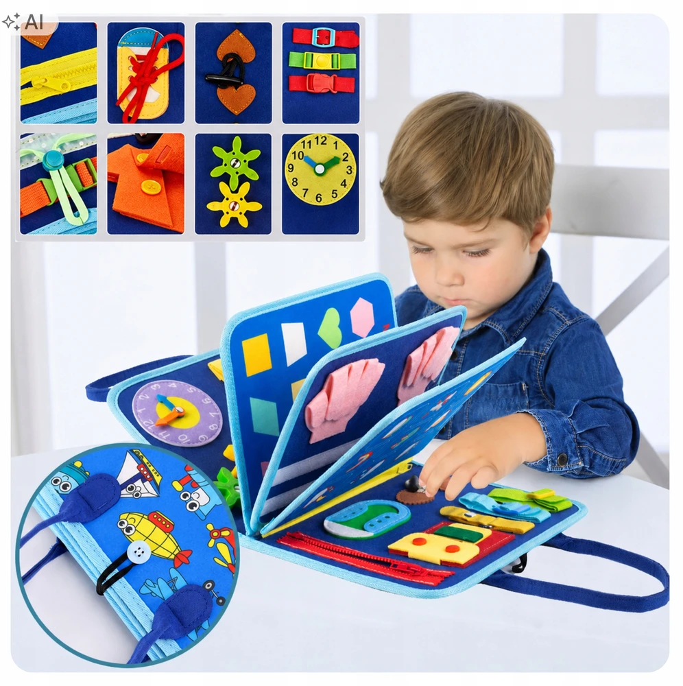 Sensorinė Montessori manipuliacinė knyga WTM, 8 puslapiai