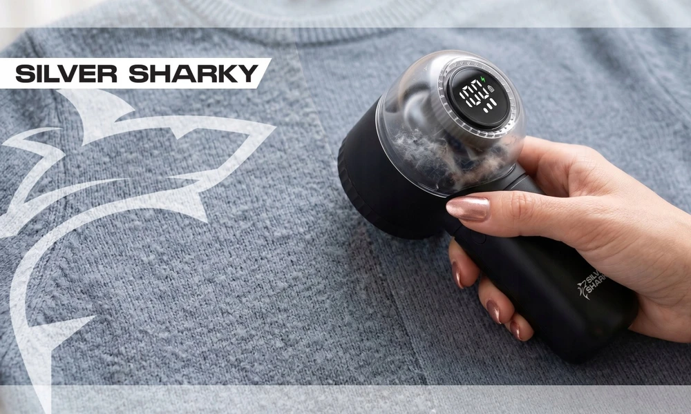 Silver Sharky Sidabrinis Sharky Elektrinis pūkų rinkiklis Sidabrinis SHARKY, 6 peiliukai