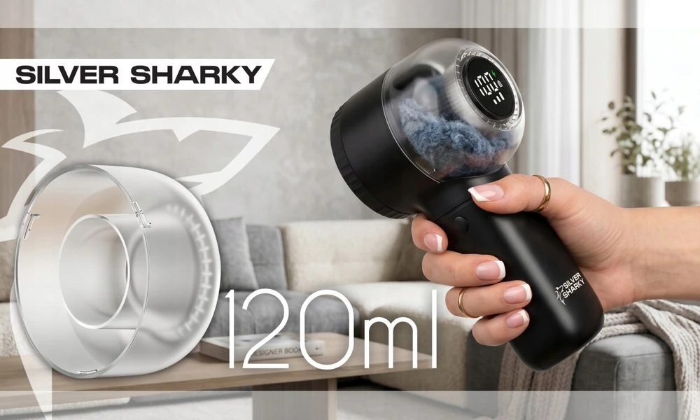 Silver Sharky Sidabrinis Sharky Elektrinis pūkų rinkiklis Sidabrinis SHARKY, 6 peiliukai