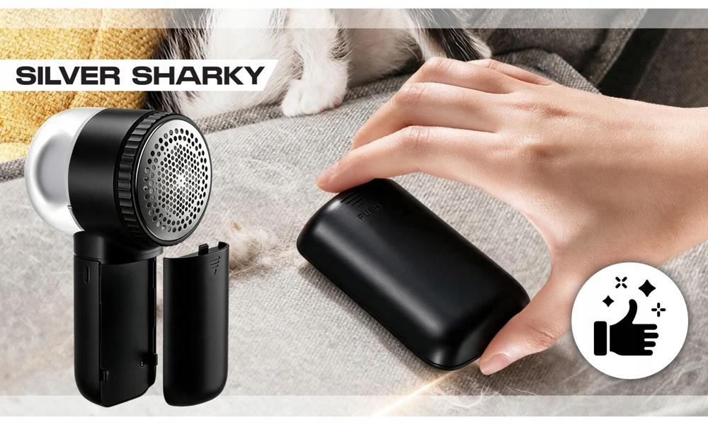 Silver Sharky Sidabrinis Sharky Elektrinis pūkų rinkiklis Sidabrinis SHARKY, 6 peiliukai