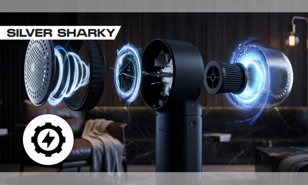 Silver Sharky Sidabrinis Sharky Elektrinis pūkų rinkiklis Sidabrinis SHARKY, 6 peiliukai