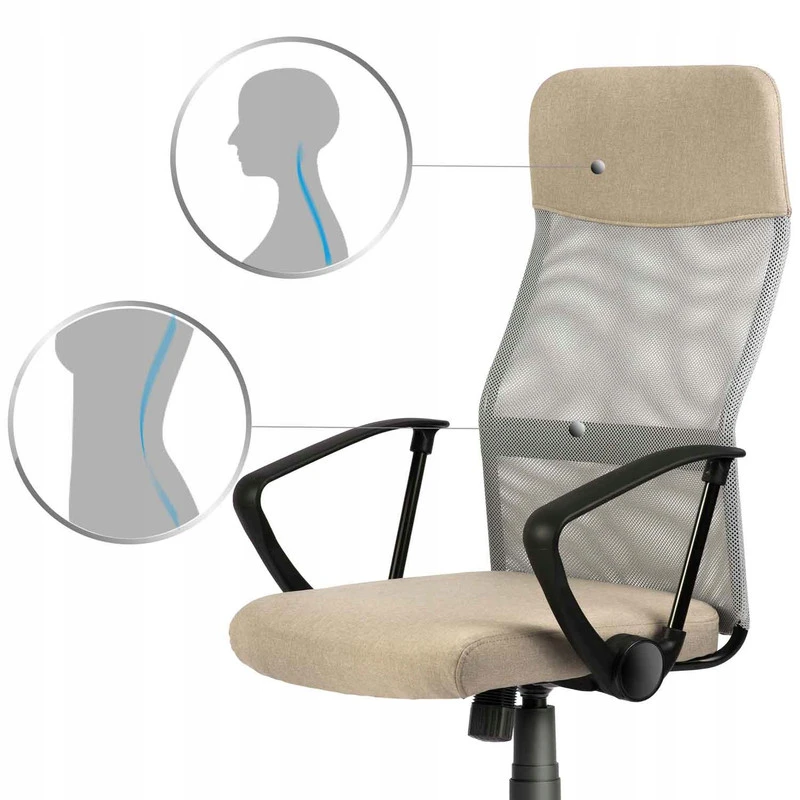 Smėlio spalvos ergonominė biuro kėdė