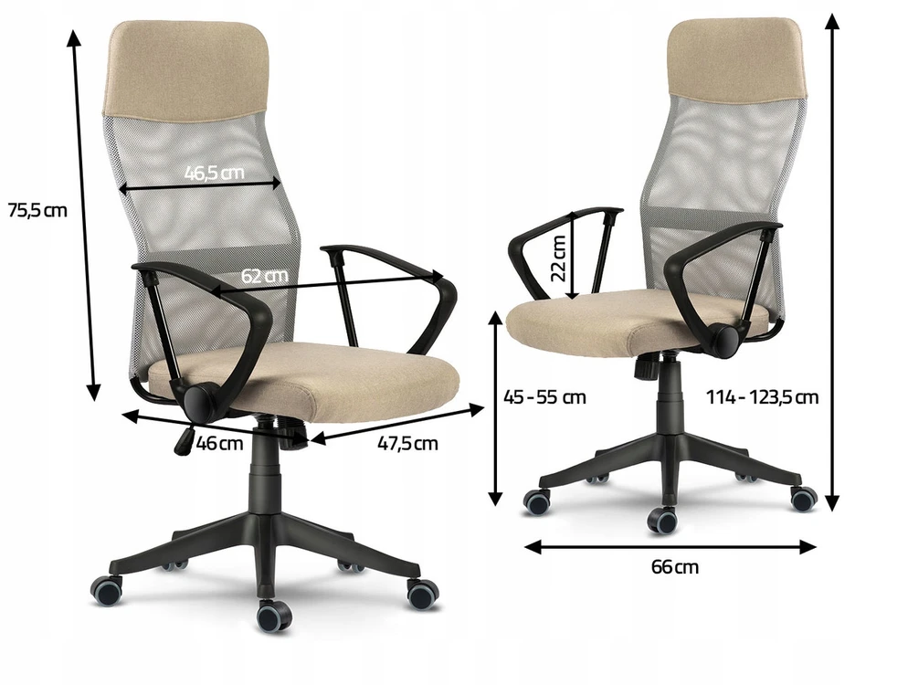 Smėlio spalvos ergonominė biuro kėdė