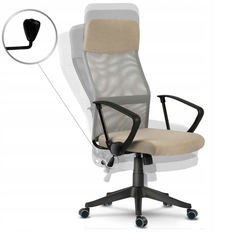 Smėlio spalvos ergonominė biuro kėdė