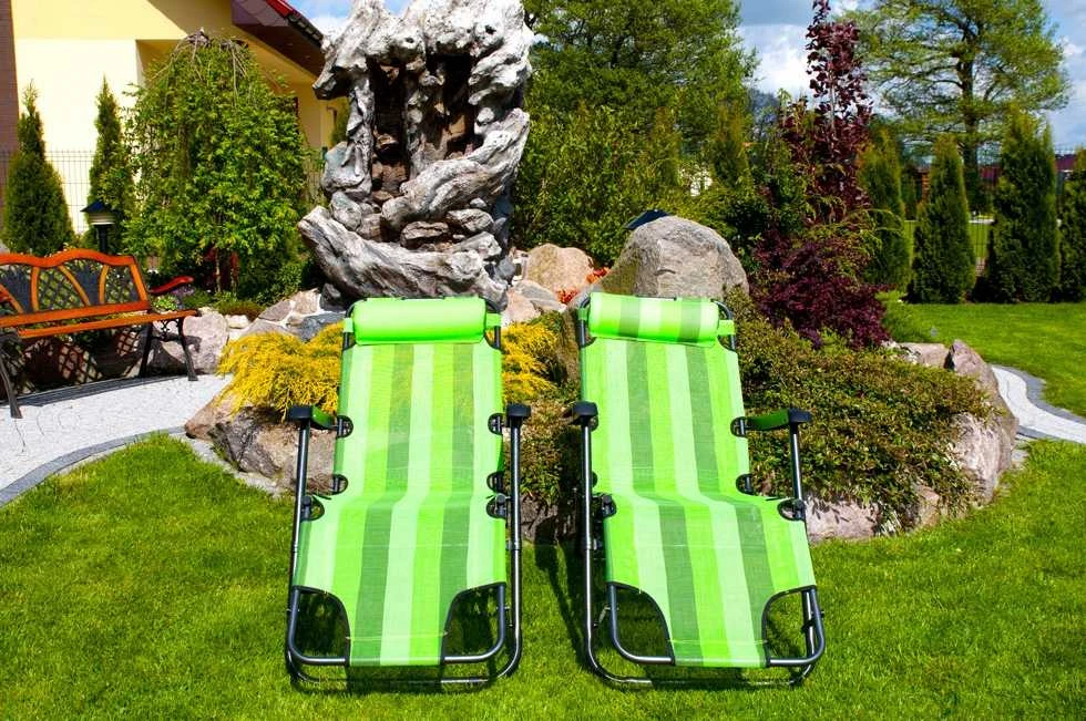 Sodo ir paplūdimio sulankstomas gultas „Eco“ – žalių juostų dizainas
