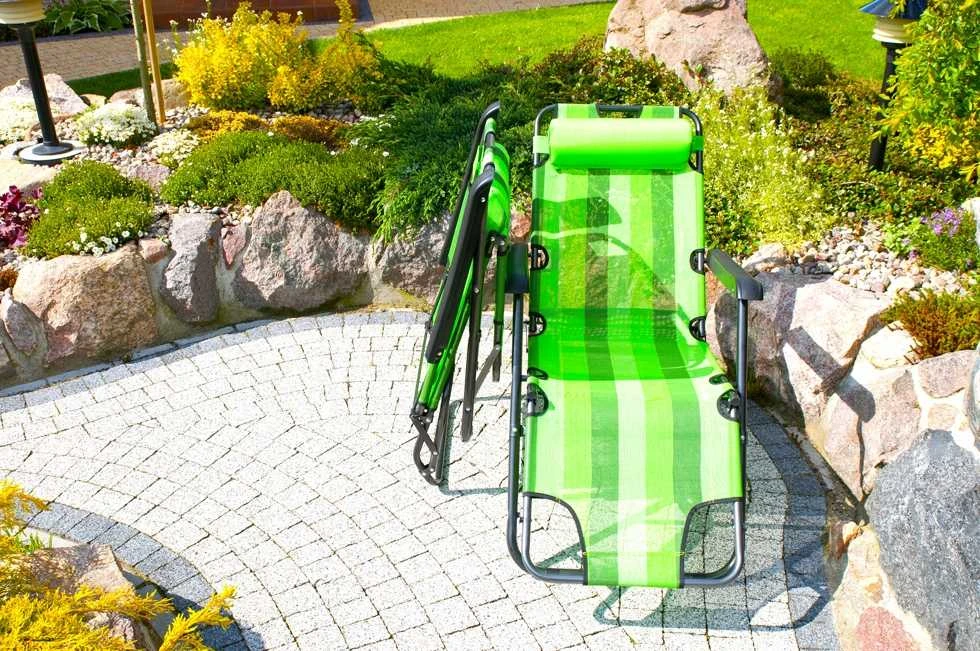 Sodo ir paplūdimio sulankstomas gultas „Eco“ – žalių juostų dizainas
