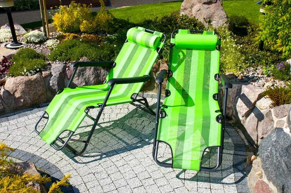 Sodo ir paplūdimio sulankstomas gultas „Eco“ – žalių juostų dizainas