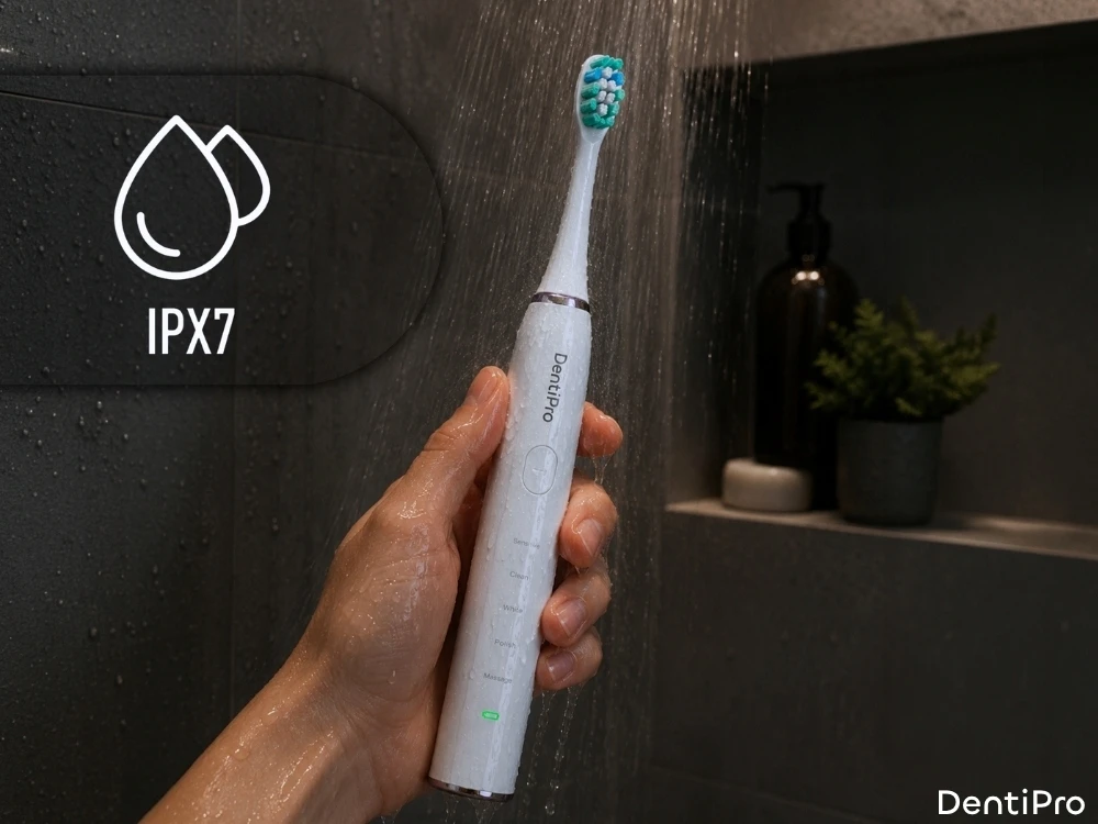 Sonicinis dantų šepetėlis DentiPro su 6 antgaliais
