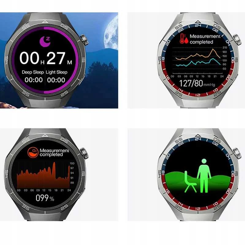 Išmanusis laikrodis Sportinis smartwatch su SOS funkcija, cukraus stebėjimu ir deguonies matavimu