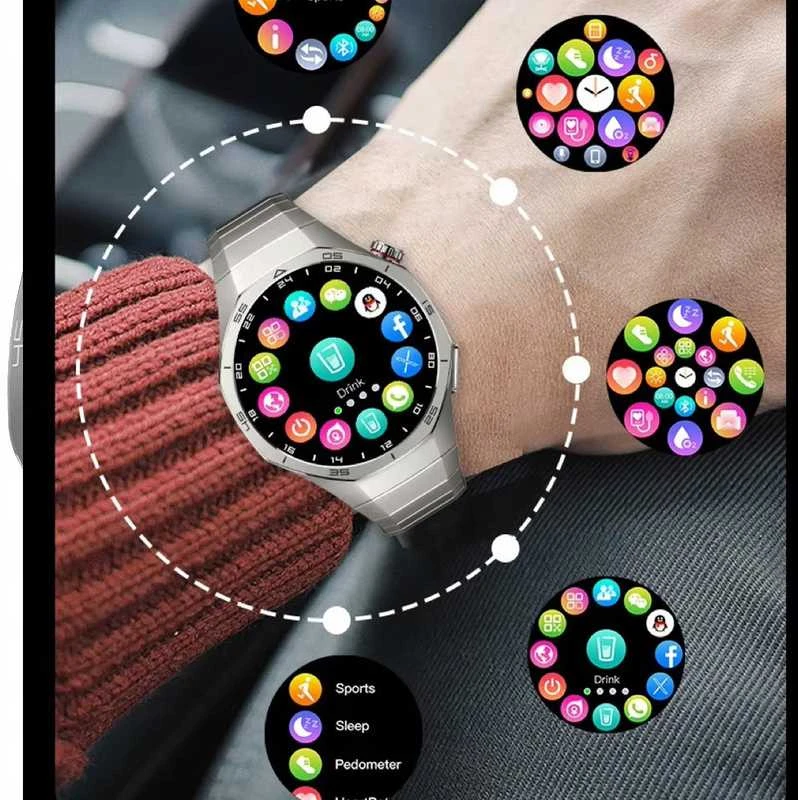 Išmanusis laikrodis Sportinis smartwatch su SOS funkcija, cukraus stebėjimu ir deguonies matavimu