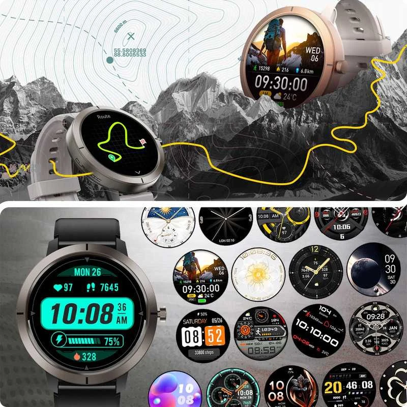 Išmanusis laikrodis Stilingas ir atsparus vandeniui išmanus laikrodis moterims – GPS, sportas ir Bluetooth skambučiai.
