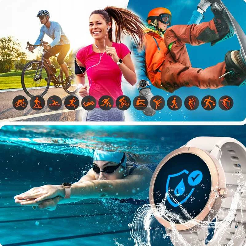 Išmanusis laikrodis Stilingas ir atsparus vandeniui išmanus laikrodis moterims – GPS, sportas ir Bluetooth skambučiai.