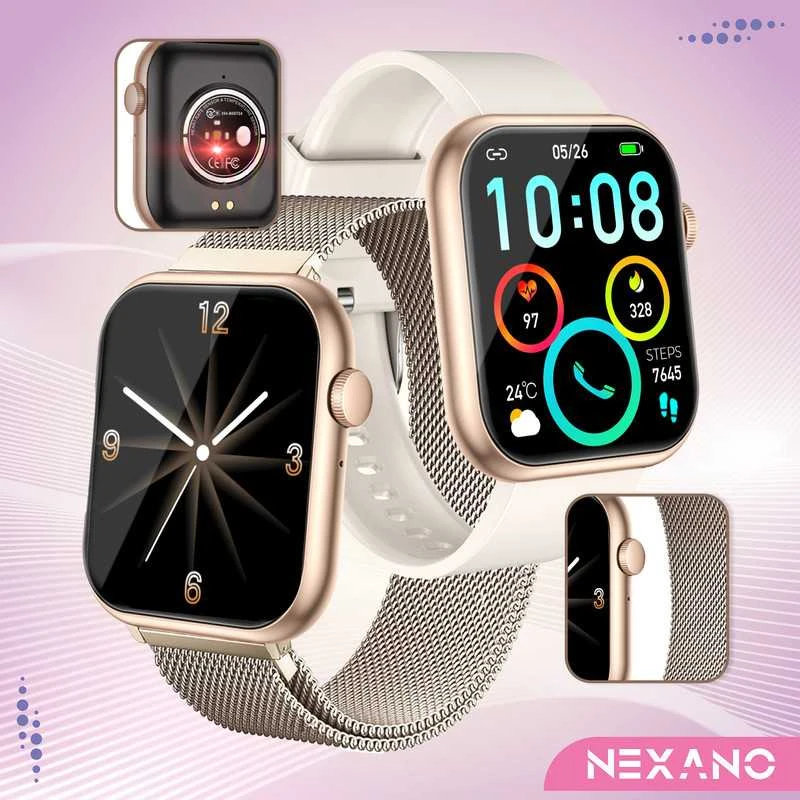 Išmanusis laikrodis Stilingas moterų smartwatch su AMOLED ekranu, skambučiais, sporto režimais ir trimis apyrankėmis