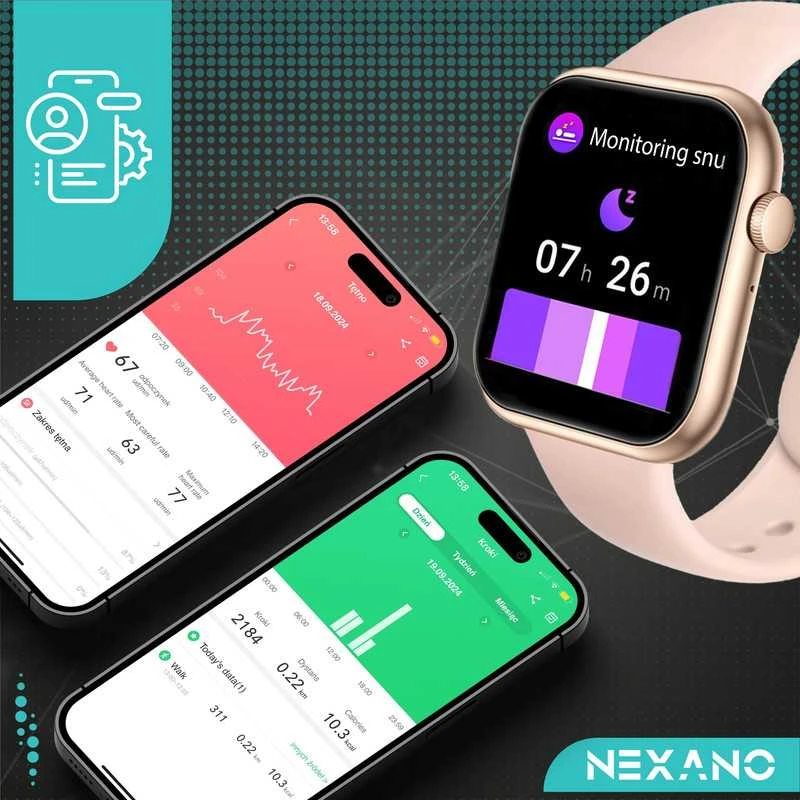 Išmanusis laikrodis Stilingas moterų smartwatch su AMOLED ekranu, skambučiais, sporto režimais ir trimis apyrankėmis