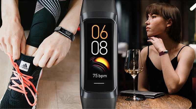 Stilingas Smart laikrodis moterims – AMOLED ekranas, pulsas, žingsniamatis ir sportas.
