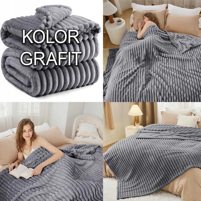 Stora 300g antklodė 160x200 cm su 3D reljefiniu raštu, grafito spalvos
