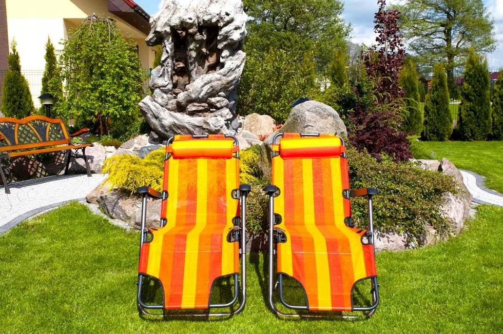 Sulankstoma sodo ir paplūdimio kėdė „Eco“ su oranžinėmis juostomis