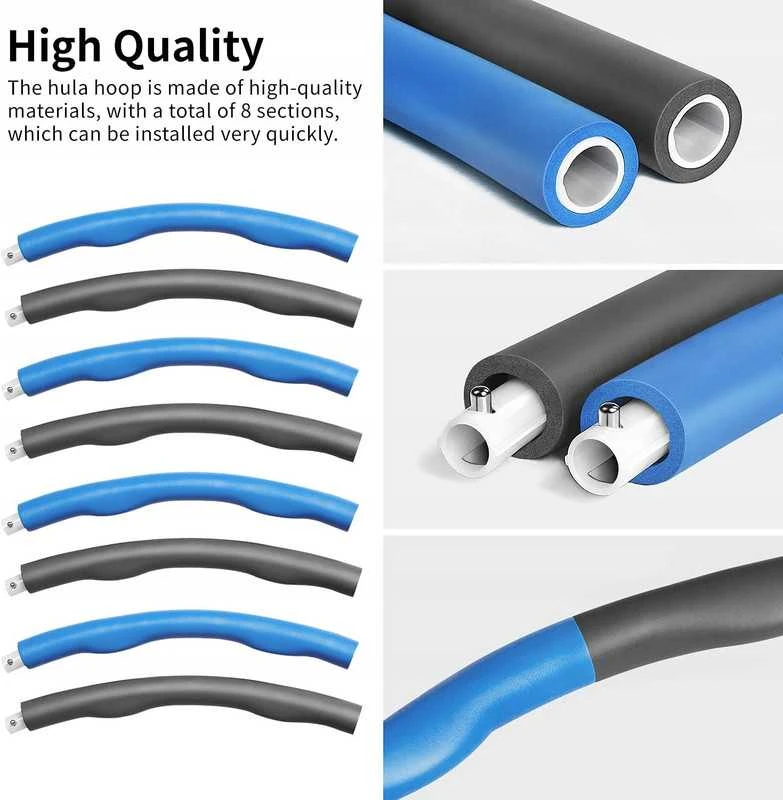 Sulankstomas Hula Hoop lankas 90 cm su šokdyne ir matavimo taurele fitness treniruotėms