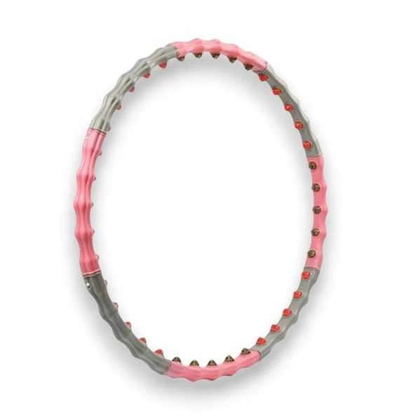 Sulankstomas „Hula Hoop“ lankas su masažiniais iškilimais svorio metimui 95 cm (rožinis)