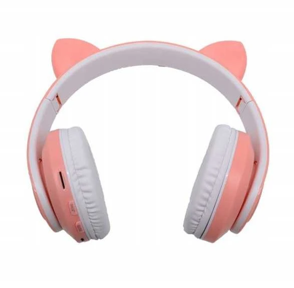 Šviečiančios belaidės ausinės su katės ausimis, LED ir Bluetooth
