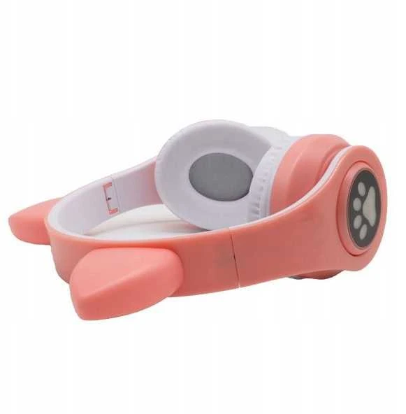 Šviečiančios belaidės ausinės su katės ausimis, LED ir Bluetooth