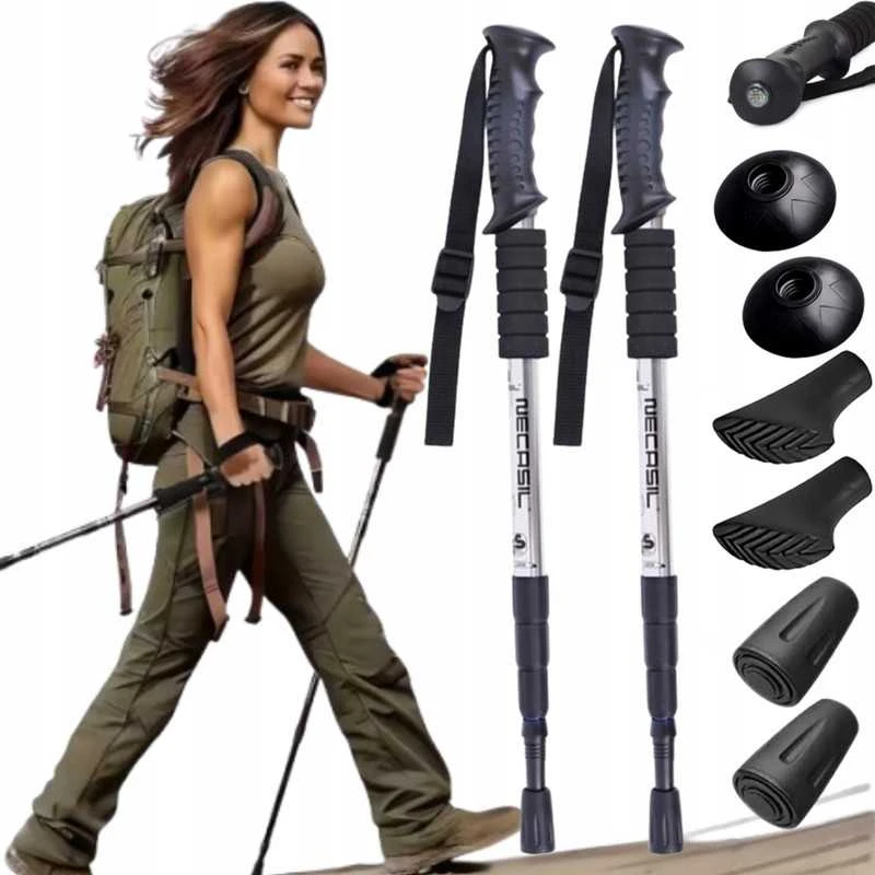 Trekking ir šiaurietiško ėjimo (Nordic Walking) teleskopinės aliuminės lazdos