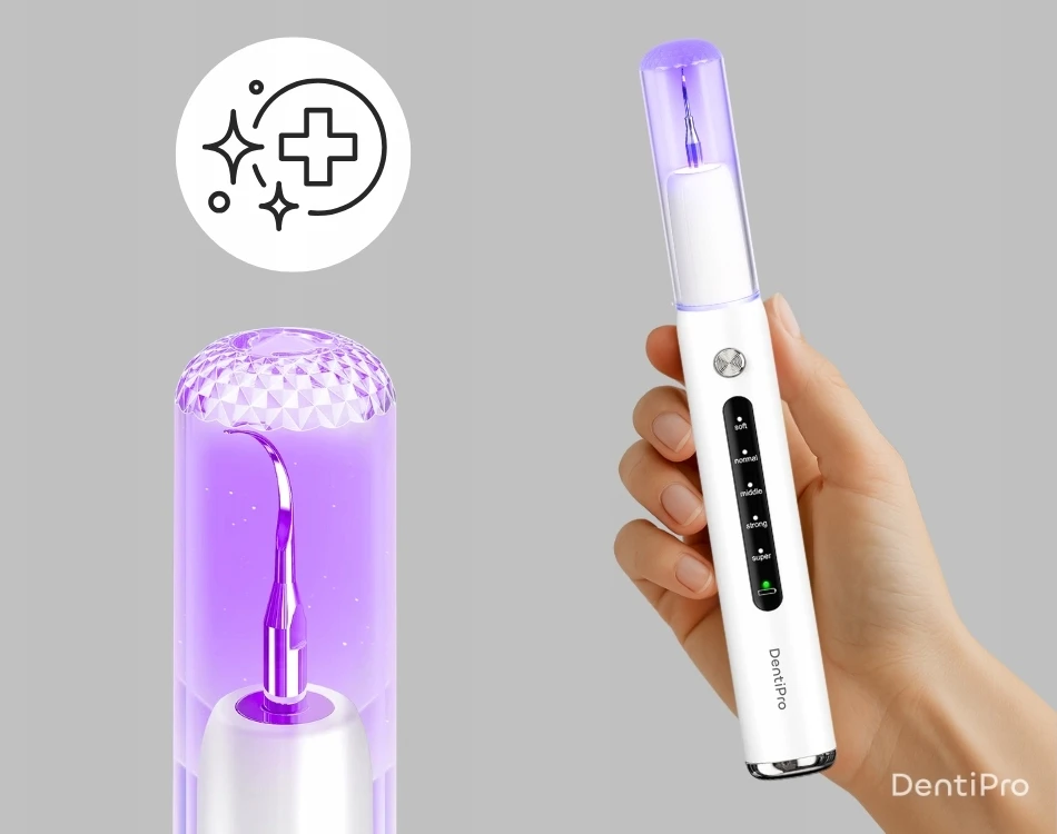Dantų šepetėlis Ultragarsinis dantų akmenų šalintuvas DentiPro, 5 režimai
