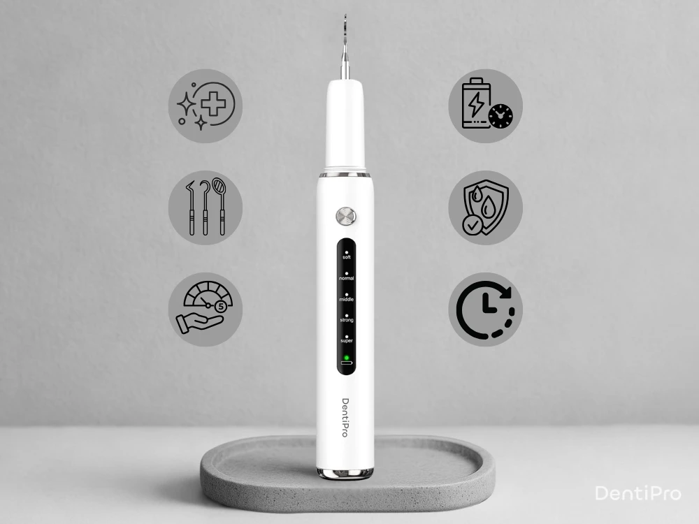 Dantų šepetėlis Ultragarsinis dantų akmenų šalintuvas DentiPro, 5 režimai