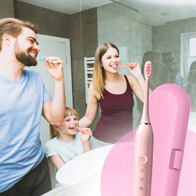 Ultragarsinis dantų šepetėlis – 6 valymo režimai + patogus dėklas