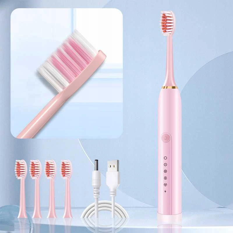 Ultragarsinis dantų šepetėlis – 6 valymo režimai + patogus dėklas