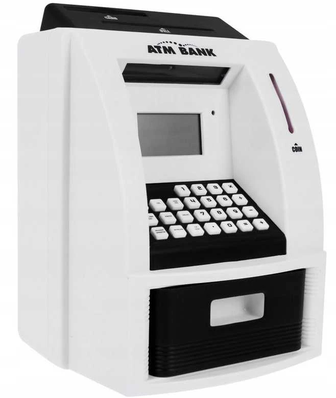 Vaikiška taupyklė–seifas ATM su kortele ir PIN kodu, juoda