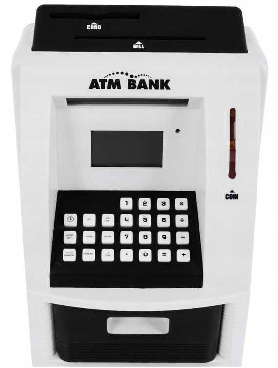 Vaikiška taupyklė–seifas ATM su kortele ir PIN kodu, juoda