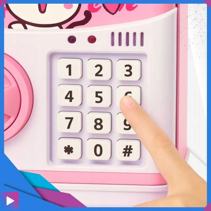 Vaikiška taupyklė–seifas „ATM“ su raktu ir garsu, rožinė