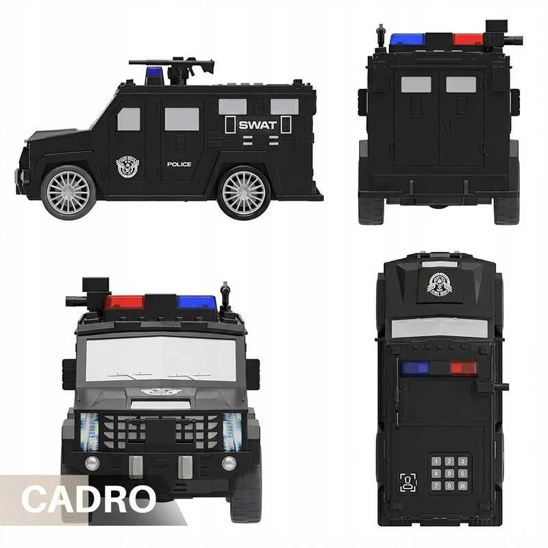 Vaikiška taupyklė–seifas policijos automobilio formos su kodu