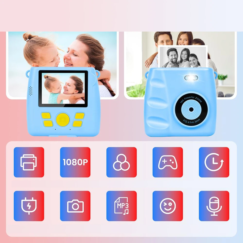 Vaikiškas fotoaparatas su spausdintuvu XBAY, 32 GB