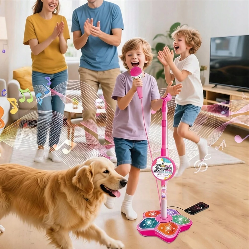 Vaikiškas karaoke mikrofonas Bedee, rožinis